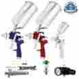 61783 Auto Spray Gun Paint Set 3 Sprayguns With Cups Air Regulator Maintenance Kit 640081061783