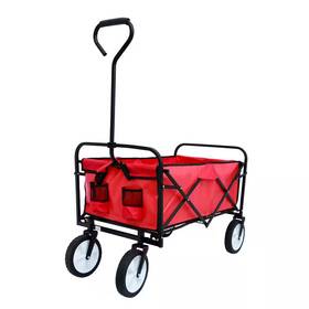 Cesicia 313055361355 3.6 Cu. Ft. Foldable Portable Multi-function Metal Outdoor Garden Cart In Red