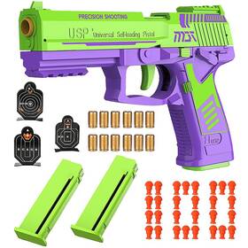 Dreamplay B0ckvndmh1 Shell Ejecting Toy Gun Automatic Pull Back Action Shooting Game Kids