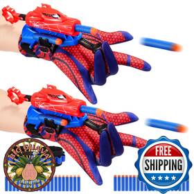 Excitobo B0f7qhlgjl 2 Sets Superhero Web Shooters For Kids 3-7 Adjustable Wrist Launcher 40 Darts