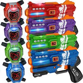 Ivoxex B0cxsljpxg Laser Tag Guns Set Of 4 With Digital Led Score Display Vests - Fun Gift For Kids/a