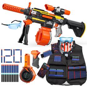 Joyoofanr B0byzthw49 Toy Sniper Machine Gun With Vest Kit - Automatic Rifle 120 Darts Rechargeable