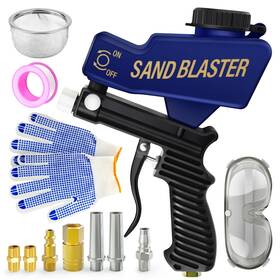 Ls-664 Qcdeng Blue Air Sand Blaster Gun Kit Portable Handy Blasters For Compressor