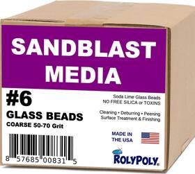 Roly Poly 857685008315 Sandblasting Media Glass Beads #6 Coarse 50-70 Grit 10 Lbs For Sandblaster