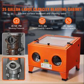 Vevor 197988816287 25 Gallon Sandblasting Cabinet 40-120psi Portable Benchtop Sand Blasting Cabine