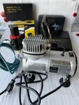 Airbrush City Compressor #1444AC + Kits Central Pneumatic Set. Fixed Price $126.99.