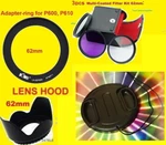 Ring Adapter+filter Kit+hood+lens Cap 62MM Camera Nikon Coolpix P600 P610 B700. Fixed Price $44.45.
