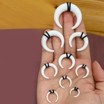 1PC Buffalo Horn Horseshoes White Acrylic Shaped Septum Pincher Tapers Bull. Fixed Price $10.21.