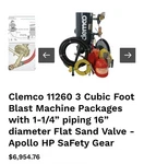 Clemco Classic 150 Sandblaster, Psi, Hose, Beige/green. Fixed Price $3000.00.