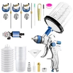 Hvlp Air Paint Spray Gun 1.3/1.7/2.0MM Automotive Gravity Feed Kit 10* 650ML Cup. Fixed Price $42.85.