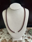 Native American Handstrung Genuine Garnet 4MM Sterling Silver Necklace. Fixed Price $96.00.