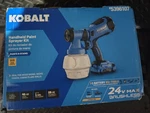 New Kobalt 24V Max Brushless Handheld Paint Sprayer, Battery, Charger, 5396107. Fixed Price $155.00.