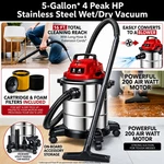 5 Gallon 4 Hp Stainless Steel Wet Dry Shop Vacuum Blower Powerful Suction Tool. Fixed Price $93.97.
