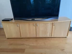 86" Solid Wood Tv Stand 4 Door Media Cabinet. Great Condition.. Fixed Price $65.00.