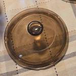 Set Of 2 Brown Glass Round Casserole Lids Solid Glossy Finish. Fixed Price $14.00.