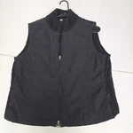Columbia Quilted Mixed Media Sweater Vest Black Full Dual Action Zip Large Euc. Fixed Price $23.99.