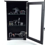 Tabletop 3 Tier Display Cabinet Glass Door W/ Collectible Casino Crystal Figures. Fixed Price $39.91.