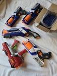 Nerf Gun Arsenal! Lot Of With 95 Rounds Total Dart Tag Strongarm Roughcut 2X4. Fixed Price $49.99.