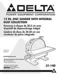 Delta 31-140 12" Disc Sander Instructions Manual. Fixed Price $19.99.
