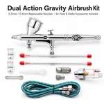 Dual Action Gravity Airbrush Kit With 0.2/0.5MM Nozzles & Hose. Fixed Price $45.90.