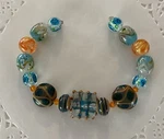 New 8 Strand Exquisite Blue & Orange Lampwork Glass Focal Beads 10-20MM. Fixed Price $17.66.
