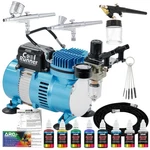 Master 3 Airbrush, Compressor Kit, Holder 6 Primary Colors Acrylic Paint Set. Fixed Price $139.99.
