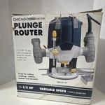 Chicago Electric Power Tools Plunge Router 1-1/2 Hp Variable Speed 67119 Blue. Fixed Price $97.50.