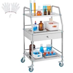 Vevor Lab Rolling Cart Dental Serving 3 Tiers Drawer Stainless Steel. Fixed Price $129.99.