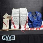 Carey Price Game Playoffs Worn Goalie Pads Set Ccm+rbk Chest Protector AS-02961. Fixed Price $9500.00.