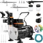 Kit Dual-action Compressor Art Makeup Model With 3 Airbrushes. Fixed Price $82.99.