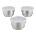 Stainless Steel Mixing Bowls With Lids Set Of 3 2-CUP Prep Brushed Finish. Fixed Price $21.33.