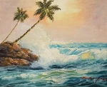Ocean Wave, #4F-ES02, 8X10 Hand Painted Oil Painting. Fixed Price $19.99.