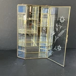Brass Glass Mirrored Etched Cabinet For Crystal Miniature Display Wall Tabletop. Fixed Price $66.00.