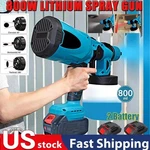 Cordless Paint Sprayer With 2*BATTERY And Charge, 800W Electric Gun. Fixed Price $38.99.