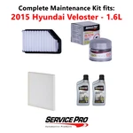 2015 Hyundai Veloster 1.6L Complete Cabin, Air & Oil Filter Kit (5W-20). Fixed Price $84.95.