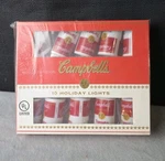 Vintage Campbell's Tomato Soup Cans 10-LIGHT Set Box By Kurt Adler New. Fixed Price $27.00.