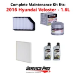 2016 Hyundai Veloster 1.6L Complete Cabin, Air & Oil Filter Kit (5W-20). Fixed Price $84.95.