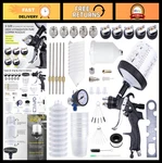 Hvlp Spray Gun Kit - 10 Disposable Paint Cups, 5 Nozzles, Gravity Feed, Auto. Fixed Price $107.09.