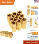 Versatile 1/4 Inch Quick Connect Brass Air Couplers 10 Pack With Grip Sleeve. Fixed Price $36.00.