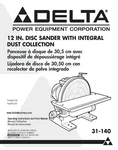 Delta 12" Disc Sander 31-140 Instruction Manual Spiral Bound User Guide. Fixed Price $17.99.