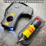 Striker 10MV Rechargeable Pistol Grip Stun Gun W/ Led Light & Pepper Spray Set. Fixed Price $29.95.