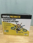 Central Pneumatic Professional 6 Color Airbrush Kit Nos Open Box With Holder 24. Fixed Price $100.00.