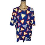 Lularoe Imra Womens Relaxed Scoop Neck Blue Multicolor Tunic Top Size Xs (1312). Fixed Price $12.19.
