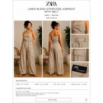 Zara Linen Blend Strapless Belted Jumpsuit Sand Beige Small 3067/235 Wide Leg. Fixed Price $40.00.