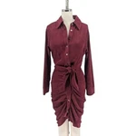 00916 Olivaceous Suede Ruched Shirtdress Red Size Medium Preppy Business Casual. Fixed Price $37.00.