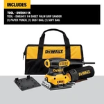 Dewalt Palm Sander, 1/4 Sheet (DWE6411K), Yellow New. Fixed Price $72.00.