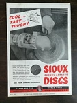 Vintage 1945 Sioux Phenol Abrasive Sanding Discs Full Page Original Ad. Fixed Price $9.99.
