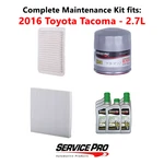 2016 Toyota Tacoma 2.7L Complete Cabin, Air & Oil Filter Kit (0W-20). Fixed Price $120.95.