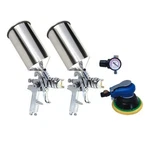 Titan 19223, 4 Pc. Hvlp Double Spray Gun Da Sander Kit. Fixed Price $219.66.