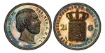 Neth. William Iii. 1849-(SWORD) 2-1/2 Gulden Pcgs PR64 Km 82. Top Pop. Fixed Price $39375.00.